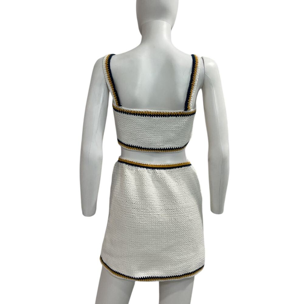 Akoia Swim Crocheted Cotton White Seca Skirt And Top Set Size M - Picture 3 of 5
